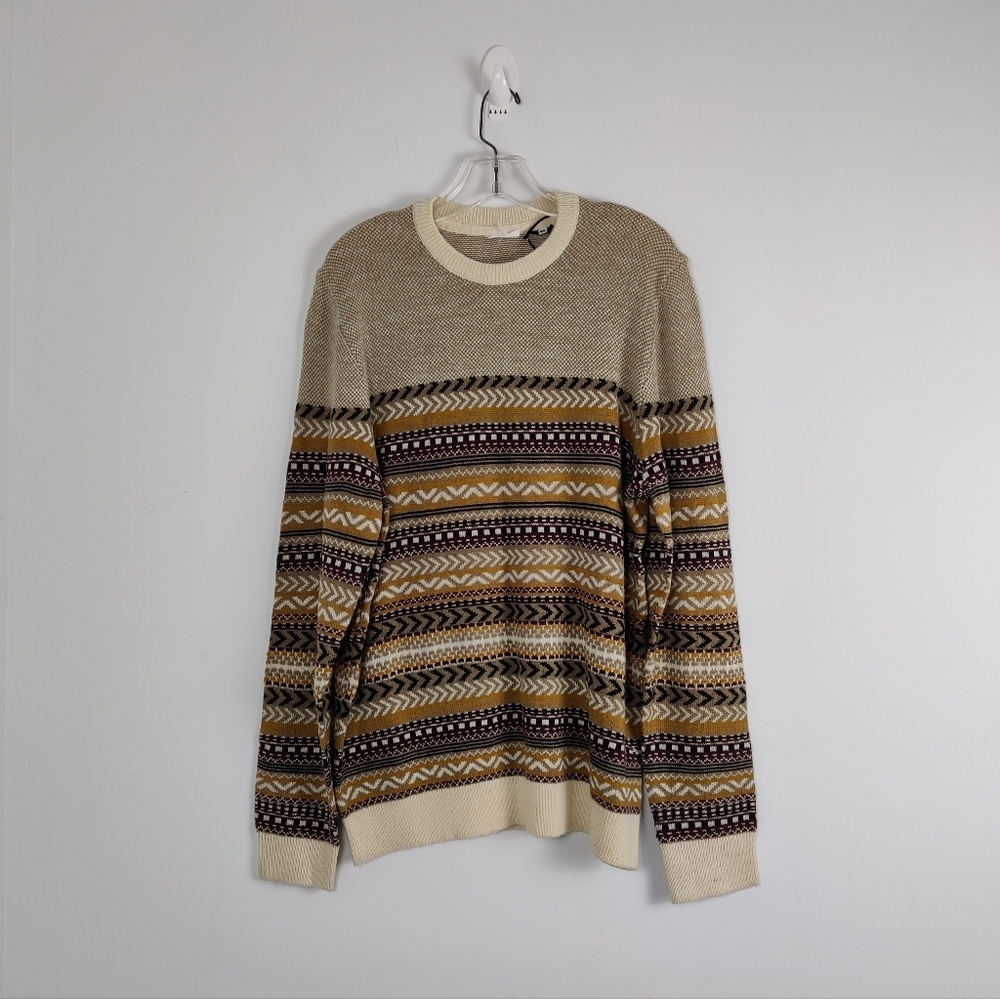 Bugatchi Men's Fair Isle Wool Blend Sweater Size XXL NEW Crew Neck